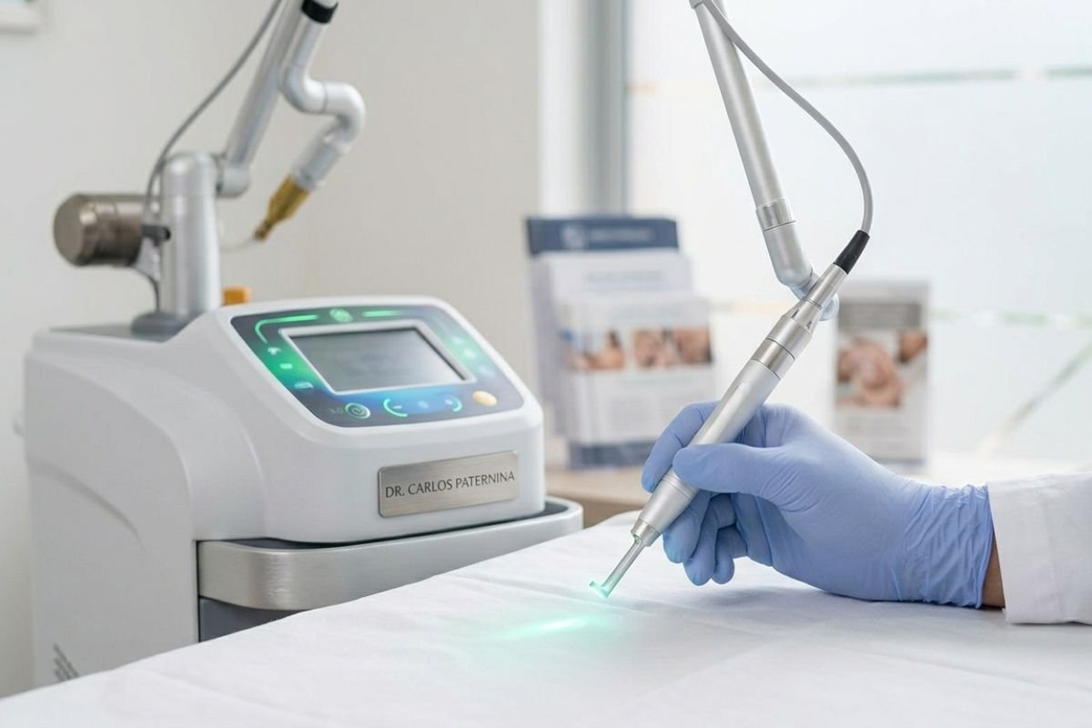 Equipo de láser vaginal de última tecnología en el consultorio del Dr. Carlos Paternina para tratar sequedad e incontinencia.